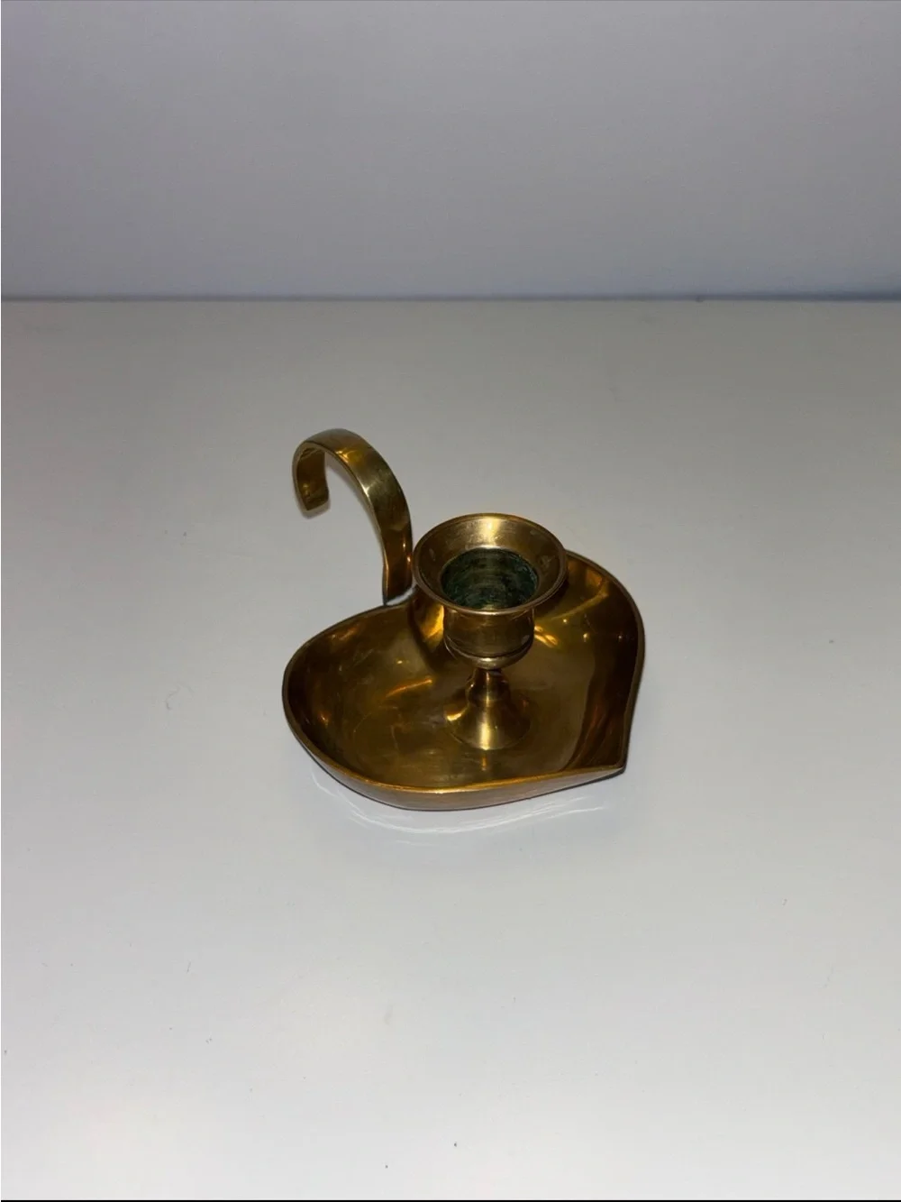 Vintage brass heart shaped candlestick holder